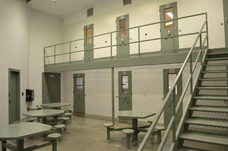 The inside of the Vernon County Jail with a visitation area.